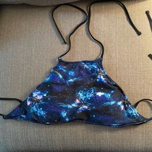 Galaxy print halter bikini top (reversible)